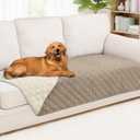 Smiry Waterproof Reversible Pet Couch Covers for Dogs | Pet Friendly, Soft Fabric, Washable Sofa Furniture Protector for Dogs Cat Kids, Checkered (40"x80", Taupe/Beige)
