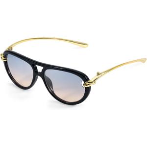 DreamCalf Oversized Aviator Sunglasses for Women with Gold Temples Trendy Large Big Double Bridge 2026 Designer Ladies Shades