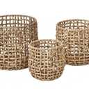 Home Decor Basket Set of 3 Open-Weave Rattan