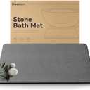 Realion Stone Bath Mat, Dries Quickly, Non-Slip Diatomaceous Earth Bath Mats for Bathroom, Super Absorbent Stone Shower Mat, Easy to Clean, 23.5" x 15.5" Dark Gray