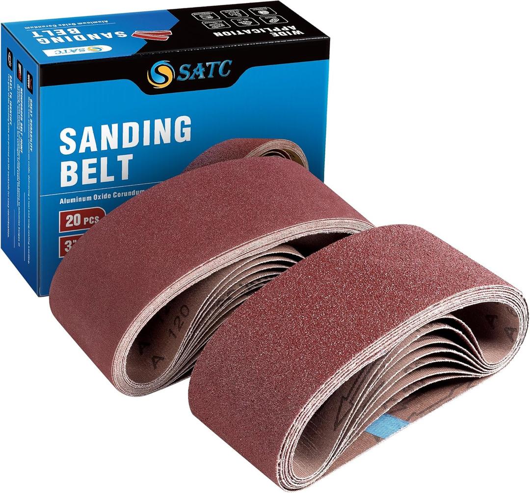 S SATC 3x18 Sanding Belts 20PCS Belt Sander Paper Aluminum Oxide (3 Each of 60/ 80/ 120/ 150/ 240/ 400 Grits & 2 of 40 Grits) Ideal for Wood Metal Paint Sanding