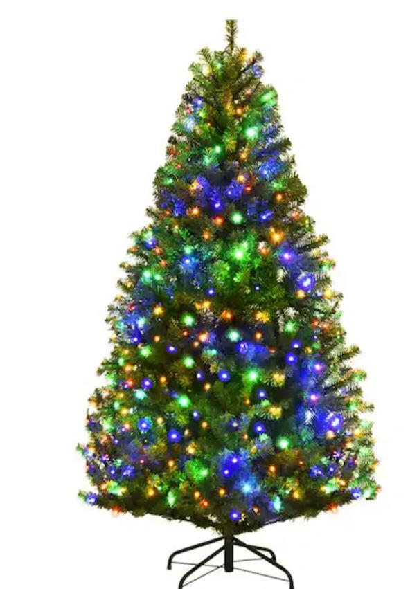 8 ft. Pre-Lit PVC Hinged Artificial Christmas Tree with 430 LED Lights