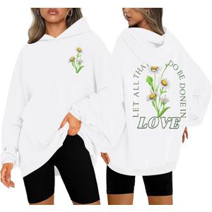 MNLYBABY Christian Hoodie Women Jesus Religious Faith Sweatshirt God Bible Verse Shirt Inspirational Pullover Tops (White, M)