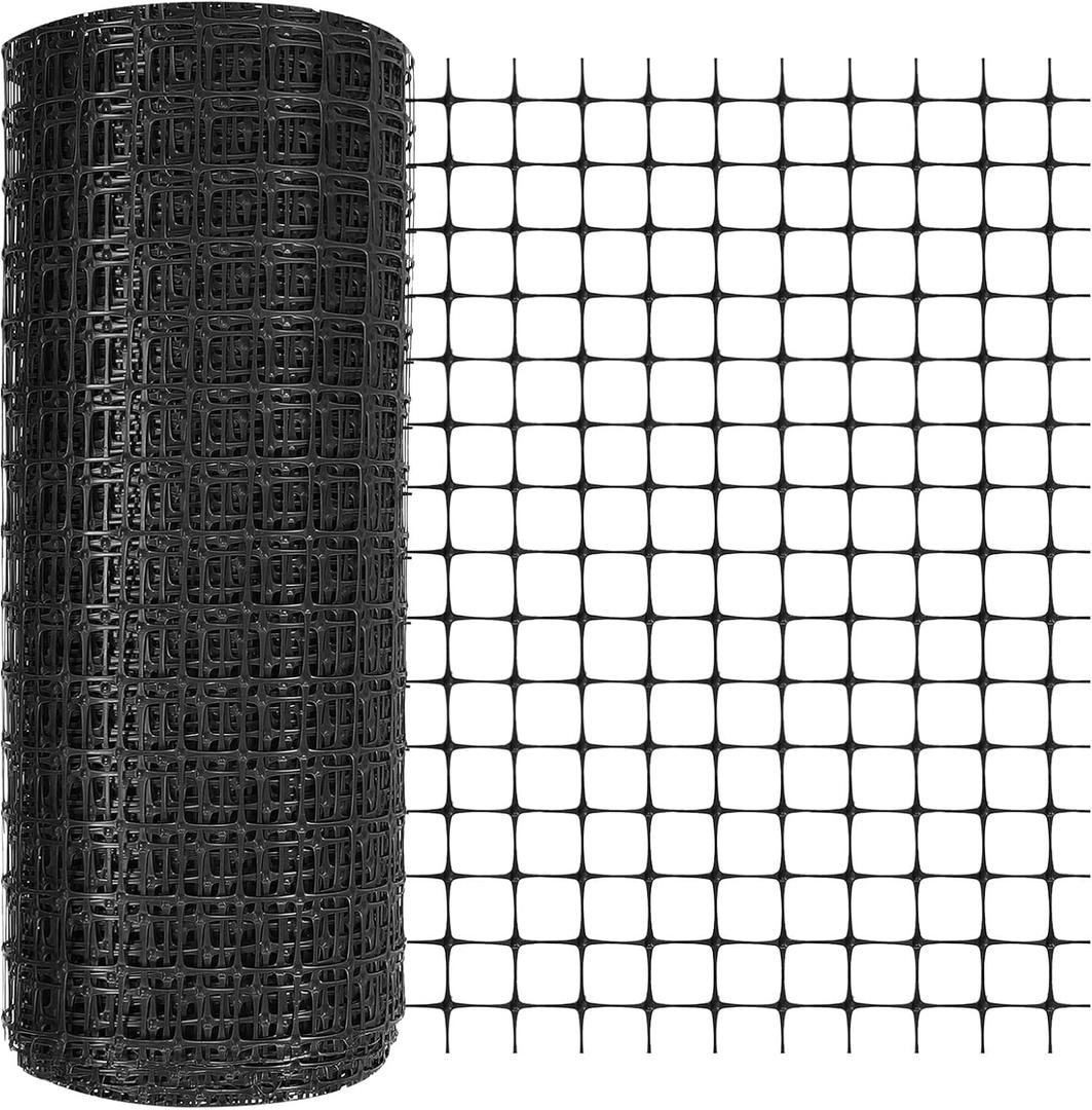 Preboun Plastic Mesh Fence 2 x 164 ft Plastic Safety Fence Roll Reusable Animal Construction Barrier Netting Temporary Pool Fencing Snow Fence for Construction Animal Garden Fencing(Black)