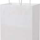 bagmad 100 Pack Sturdy Medium White Kraft Paper Bags with Handles Bulk, Thicken Gift Bags 8x4.75x10 Inch, Craft Grocery Shopping Retail Party Favors Wedding Business Sacks (White, 100pcs)