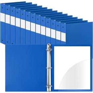 Henoyso Pack of 36 3 Ring Binder 1.5 Inch Plastic Flexible Round Binder Fits Letter Size 8.5 x 11 Inch Paper Holds 300 Sheets with 1 Pockets for Office School (Blue)
