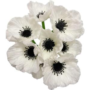 Rikyo 10 Stem 11" Bouquets Artificial Flowers Poppy Flowers,No Fade Faux Anemone Wild Flowers for Kitchen Table Centerpiece Vase,Home Greenery Wedding Holding Flowers Backdrop Arch Wall(White)