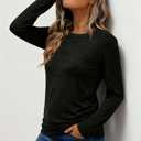MAGICMK Womens Long Sleeve Shirts Business Casual Tops Blouse Fall Trendy Tshirt Outfits Clothes (Black, XL)