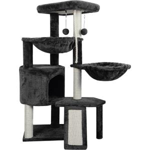 Xin Three Layer Cat Tree with Cat Condo and Two Hammocks,Darkgray  (Small)