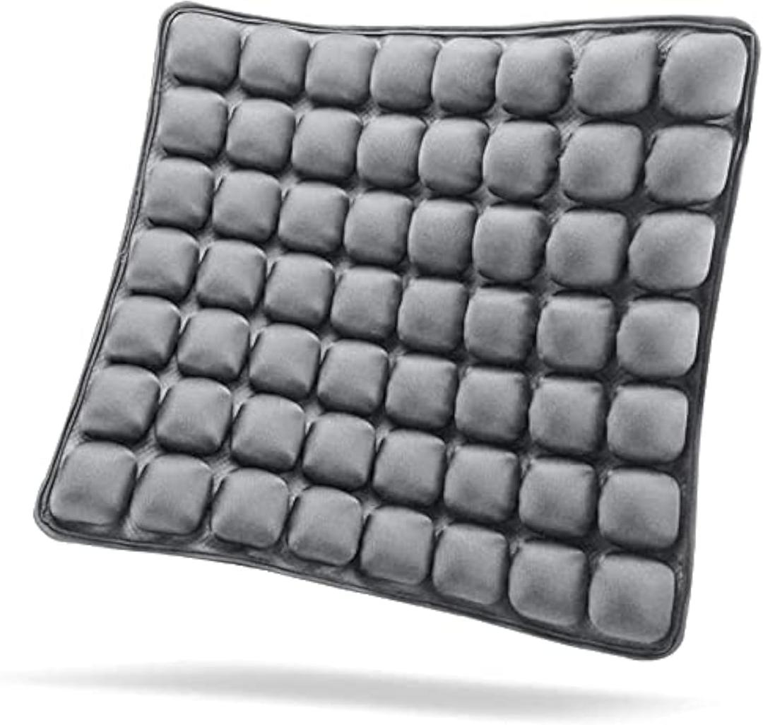 SUNFICON Inflatable Car Seat Cushion Air Seat Cushion Work from Home Office Chair Cushion Wheelchair Pad Anti Bedsore Orthopedics Pain Pressure Relief Cushion Camping Seat Mat w Pump 18"x16"x1'' Gray