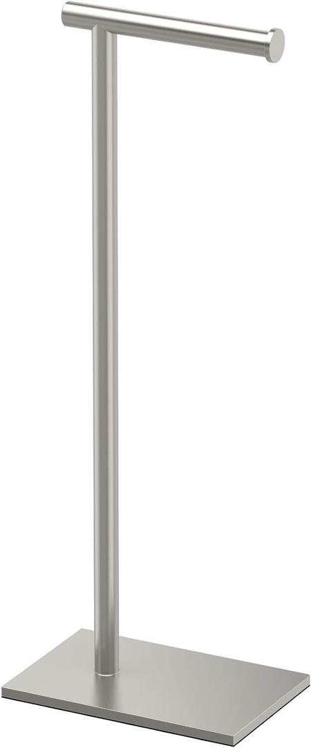 Gatco 1431SN, Modern Rectangle Base Freestanding Toilet Paper Holder, 22.25, Satin Nickel/Free Standing Toilet Tissue Holder Stand with Weighted Base Gatco 1431SN, Modern Rectangle Base Freestanding Toilet Paper Holder, 22.25, Satin Nickel/Free Standing Toilet Tissue Holder Stand with Weighted Base