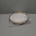 12" Wooden Lazy Susan Turntable for Cabinet  Round Rotating Spice Rack Organizer, White Kitchen Countertop Tray for Dining Table & Pantry Storage (White & Gold)