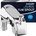 All Metal Tub Spout with Diverter & Integrated Shower Hose Connection, Chrome Finish, Fits Threaded 1/2" or 3/4" IPS, Bathtub Faucet for Convenient Shower Access