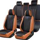 FLORICH Car Seat Covers Full Set Leather Automotive Seat Cover Waterproof 5 Seats Car Seat Protectors Luxury Front and Back Seat Cushions Universal Fit for Most Cars SUV Trucks, Brown&Black
