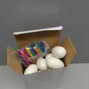 Hollowfly 24 Pcs Easter Eggs to Paint for Kids DIY with 12 Color Markers, White Squeeze Creamy Slow Rising Balls Sensory Fidget for Anxiety Stress Relief for Children Party Favors