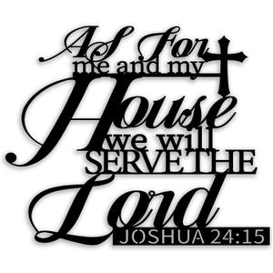 Cross Joshua 24 15 Metal Wall Decor - Christian Room Decor Motivational Inspirational Scripture Wall Art Home Decor for Living Room, Bedroom, Dining Room, Bathroom, Office (Black)
