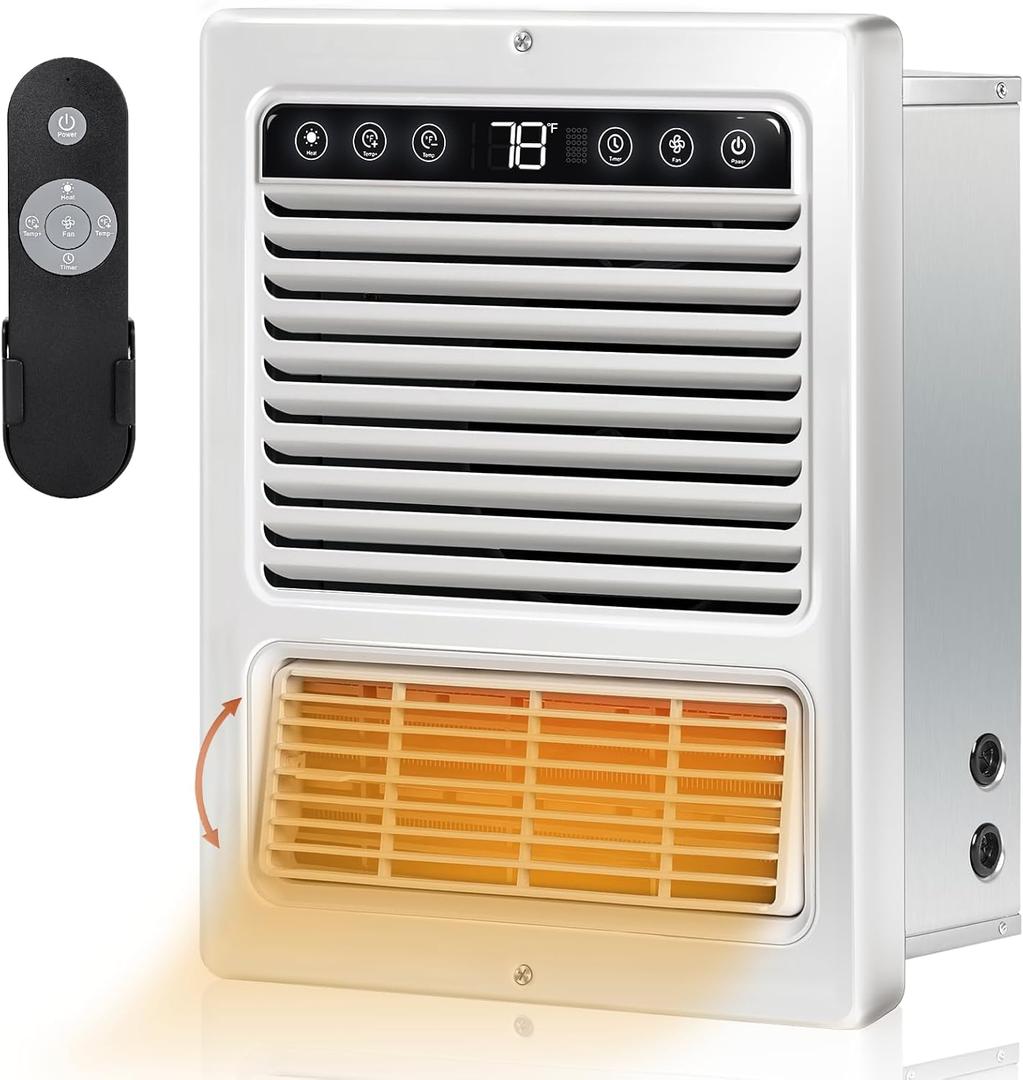 Upgraded Full-metal In Wall Electric Heater with Built-in Thermostat/Timer/Child lock,Touch/Remote Control,120V,1500/750w