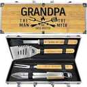 Grilling Accessories,4pcs BBQ Accessories Set,Grilling Gifts for Men Dad Fathers Day,Stainless Steel BBQ Tools for Men with Apron,Grill Tools Set for Outdoor,Camping,Backyard