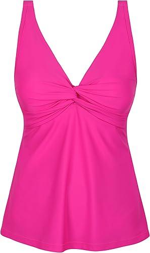 coastal rose Women's Underwire Tankini Top Twist Front V Neck Push Up Swimsuit Top Flowy Bathing Suit Tops Only XL
