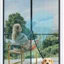 MAGZO Magnetic Screen Door, Fit Door Size 34 x 82 Inch, Actual Screen Size 36" x 83" Durable Fiberglass Mesh Curtain Middle Opening Screen Door with Full Frame Hook&Loop-Gray