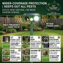 4Pack Sonic Fortress Pro Deer Repellent Devices Cat Squirrel Rabbit Raccoon Fox Deterrent Solar Ultrasonic Animal Repellent Outdoor with Motion Activated Strobe Light for Yard Garden Lawn Protection