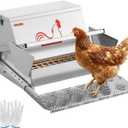 VEVOR Automatic Chicken Feeder, 25 lbs Capacity, Rainproof Treadle Poultry Feeder with Lockable Lid, No Waste, Galvanized Steel Construction, Outdoor Use, for Chicken, Bantams, Poultry, Pheasants