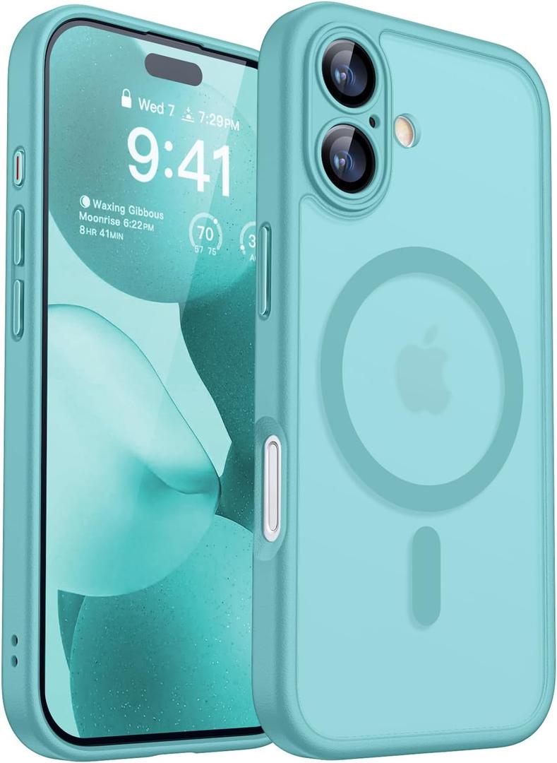 CANSHN Magnetic for iPhone 17 Case, Upgraded [Full Camera Protection] [Compatible with Magsafe] [Translucent Matte] Shockproof Protective Phone Case for iPhone 17 - Teal (iPhone 17 (6.3 Inch,2 Lens))