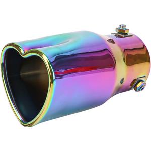 2.4 inch Inlet Heart Shaped Universal Car Exhaust Muffler Tip Pipe, Stainless Steel Pipe Car Accessories, Chrome Exhaust Tail Muffler Tip Pipe (1PC)