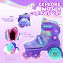 METROLLER Adjustable Boys Balance Roller Skates for Toddler Ages 3-6 Rainbow Unicorn Dinosaurs Illuminating Rollerskates for Girls Kids Three Line Wheels Suitable for Beginners