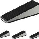 HOMOTEK 4 Pack Door Stops for Bottom of Door, Heavy Duty Wedge Door Stoppers Strongest Under Door Wall Protectors of Premium Quality Alloy and Rubber, Brushed Stainless Steel