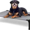 Cooling Elevated Dog Bed, Raised Dog Cot with Washable Breathable Mesh and Metal Frame, Portable for Outdoor and Indoor Use (51"L x 36"W x 9.3"H, Grey)