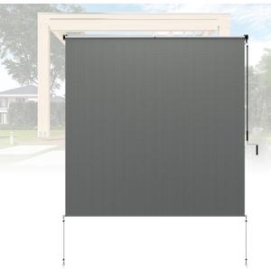 Exterior Patio Shades Roll Up Outdoor Blinds, Cordless Roller Shade for Porch Gazebo Pergola Backyard Deck Balcony, Privacy Screen Protection UV Sun Block Fade-Resistant 6ft Wide x 6 H Dark Grey, 72"W x 72"H