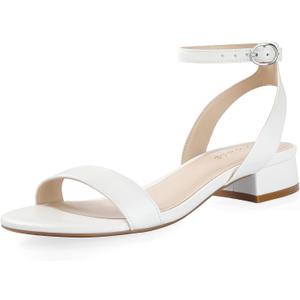 Ankis Black Nude White Gold Women Sandals Comfortable Walking Strappy Open Toe Sandals for Women Dressy Summer 1 Inch Low Block Heel Flat Adjustable Ankle Strap Shoes (7)