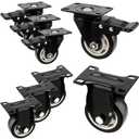 Set of 8 Swivel Caster Wheels, 3 Inch Heavy Duty Plate Caster Wheels, 4 Locking, 4 Fixed Double Ball Bearing Replacement Casters for Furniture, Carts, 200 Lbs Each Wheel, Black