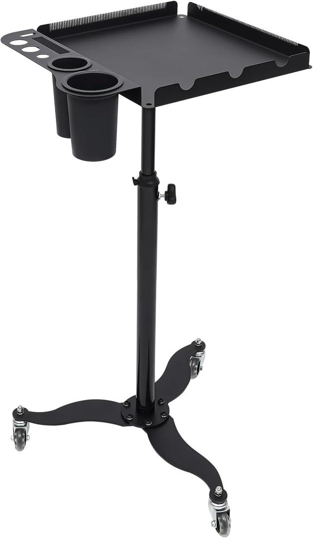 Salon Tray with 2 Bowls, Hair Extension Tray for Hairdressers Rolling Tray Cart Height Adjustable Removable Hair Extension Tool Tray Salon Cart Tattoo Tray for Barber Stores