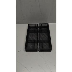 Desk Drawer Organizer for Office and Home, Metal Mesh, Anti-Slip, 6 Compartments, Black