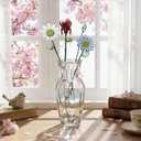 HunnmingRe 5 Pcs Glass Flowers with Vase, April Birth Month Flower Decor, Handmade Blown Glass Birthday Flower Bouquet, Birthday Gifts for Mom Women, Home Office Table Centerpiece Wedding Decor