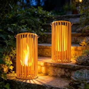 Solar Lanterns Outdoor Hanging Garden Decorations, Solar Pathway Lights Waterproof Flickering Flame Gifts for Women Mom Grandma,Decorative Stakes Lantern Outside for Lawn Yard Porch Tree