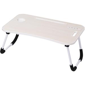 Adjustable Laptop Bed Table, Portable Laptop Tray with Storage Drawer/Cup Holder/USB Charge Port/USB Fan/USB Lamp for Working,Reading,Writing,Watching, White