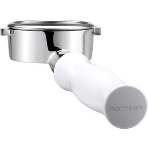 Normcore 58mm Bottomless Portafilter Fits La Marzocco, Naked Portafilter with 18g Basket Included, Anodized Aluminum Ergonomic Handle, Espresso Extraction Tool, White