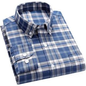 Cromoncent Mens Long Sleeve Oxford Button Down Shirts Casual Dress Shirt for Men,100% Cotton,Plaid/Stripes Shirts, 2XL
