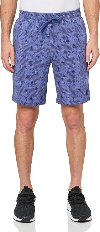 PUMA Men's Graphic Fleece 8" Shorts, Logomania All-Over-Print Green Moon SS25, XX-Large