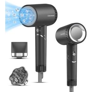 Colorsmoon Hair Dryer, 100,000 RPM High-Speed Blow Dryers for Women & Men, Fast-Drying, 500 Million Negative Ions, Heat-Control, Low-Noise with Diffuser & Nozzle, Compact Foldable for Home Travel Use