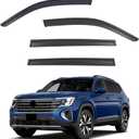 Window Visors Rain Guards Compatible with 2018-2026 Volkswagen (VW) Atlas, Out-Channel Side Window Wind Deflectors Vent Shades Accessories, Dark Smoke 4 Pcs, 2019 2020 2021 2022 2023 2024 2025