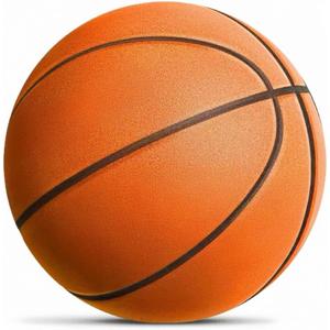 Silent Basketball Official (29.5") or Women's 28.5" - Grooved PU Foam Design for Realistic Bounce, Airless Indoor Training Ball, Quiet Dribbling Never Flat - Ideal Gift for Youth Orange