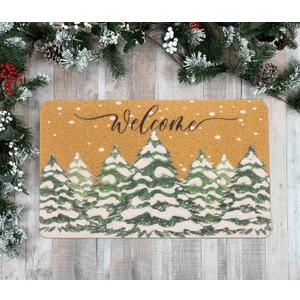 Winter Welcome-Doormat-Front Door - Snowflake Pine-Tree Outdoor- Entrance-Porch Home Christmas Decor Door-Mats 17x29 Inch