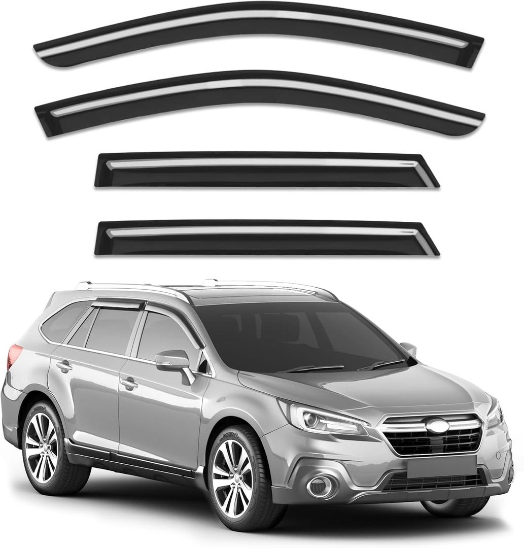 Out-Channel Window Rain Guards Fit for Subaru Outback 2015 2016 2017 2018 2019, Extra Durable Window Visors Vent Visors Vent Shades Wind Deflector Dark Smoke Car Tape-on with Thicker 4PCS