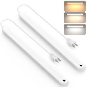 MYPLUS Under Cabinet Lights with Hand Wave Sensor, 5 Color Temps and Dimmable Plug in Light Strip for Indoor,Kitchen,Cabinet,Counter（2-Pack）