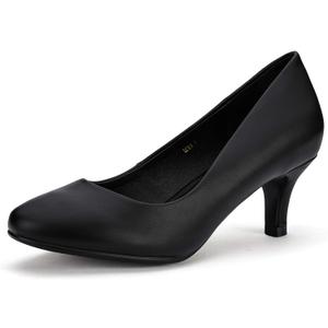 IDIFU Women's Classic Low Heels Dress Pumps 2 Inch Kitten Heel Round Toe Office Wedding Shoes,  6.5