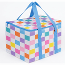 Large Capacity Soft Rainbow Check Extra Large Insulated Lunch Bag With Shoulder Strap Beach Bag Custom logo